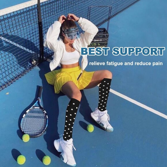 Women's Black & White 6 Pairs Compression Socks 15-20mmhg Compression Stockings - Picture 4 of 6